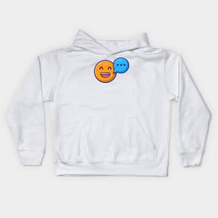 Happy Smile Emoticon with Talk Speech Bubble Cartoon Vector Icon Illustration Kids Hoodie